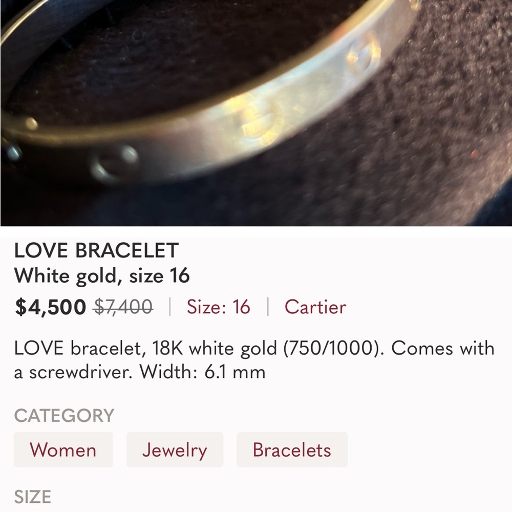 Love Bracelet size 16 white gold